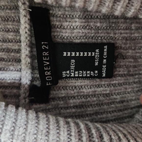 Forever 21 Sweater Womens Turtleneck Balloon Sleeves Ribbed Crop Medium Gray - Picture 2 of 12